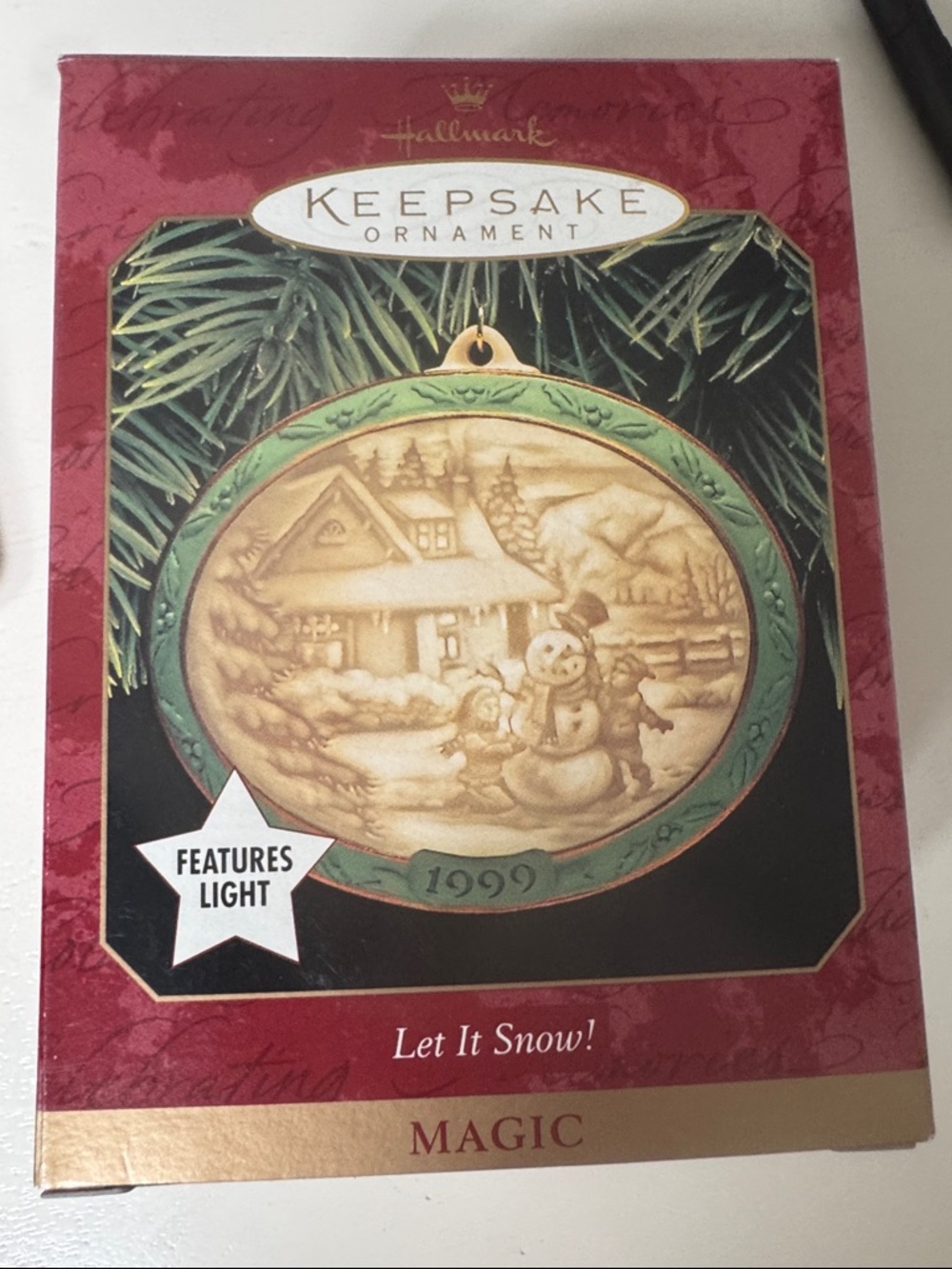 Hallmark Keepsake Ornament - Green & Gold 'Let It Snow' 1999